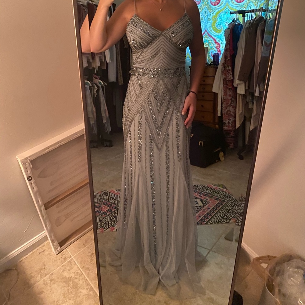 Pastel blue beaded gown